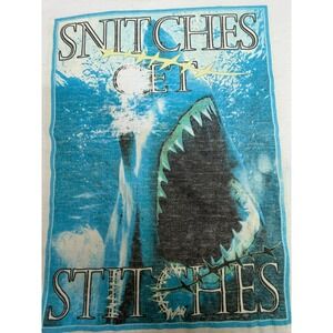 VTG! "Picopi" Snitches Get Stitches Shark Graphic T-Shirt Men 3XL Relax THRASHED